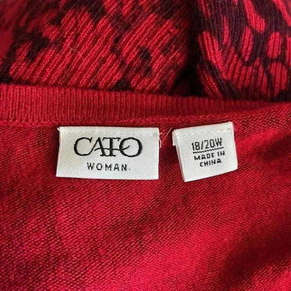 Cato Red and Black Button Up Sweater - Picture 5 of 8